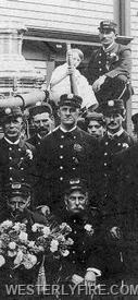 George (Center) in 1909 at Firemen’s Memorial with fellow Cyclones members