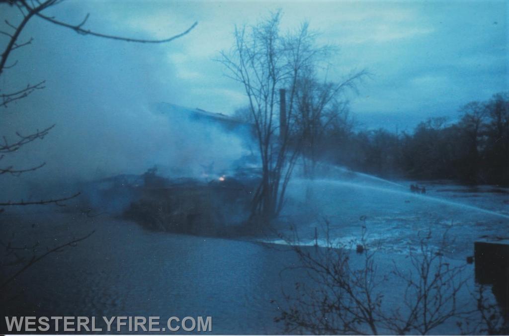 Box 4535-November 7, 1977-Ashaway crews operating their hose lines in the Pawcatuck River.